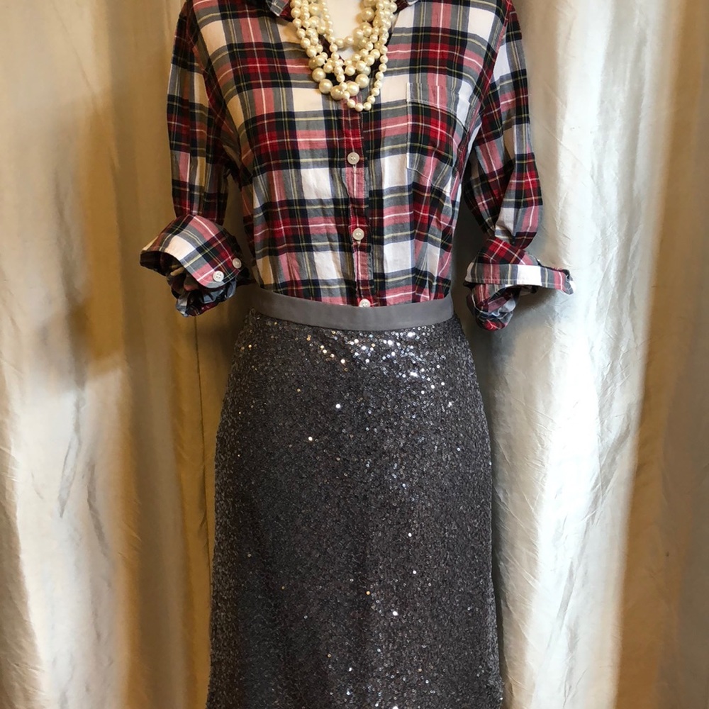 J.Crew Silver Sparkle Pencil Skirt